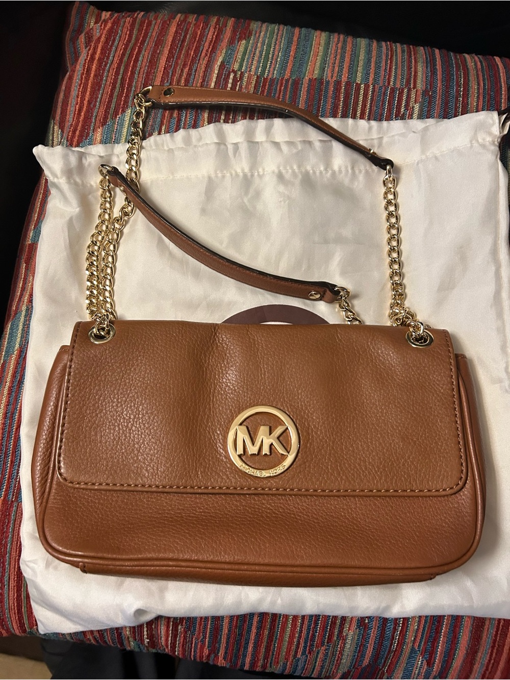 Michael Kors Tan Leather Shoulder Bag with Gold Hardware